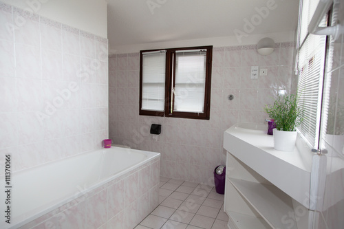 Bright and White washroom interior in a modern house