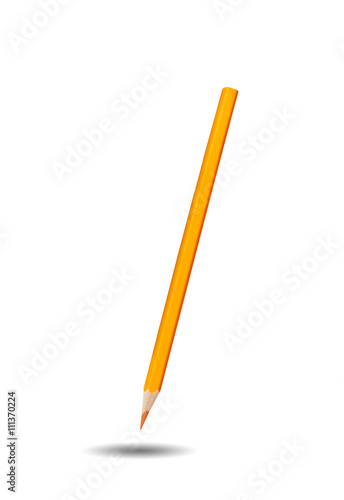 Yellow wood pencil isolated on white background