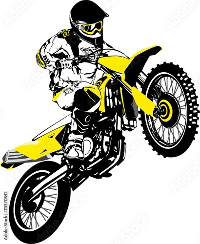 Motocross logo. Vector illustration of motorcyclist 