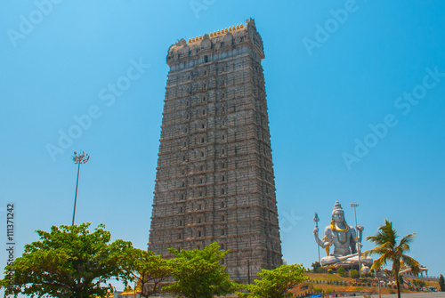 Statue of Lord Shiva in Murudeshwar. The Raja Gopuram Tower. Temple in Karnataka, India photo