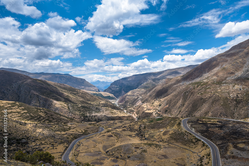 Scenic mountain road in the Andes, Peru