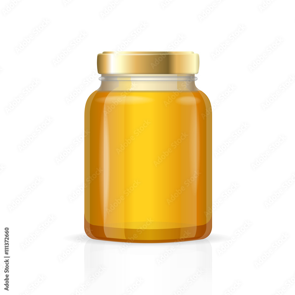 Glass Jars Bottles Empty Transparent Honey. Vector Glass Jars Bottles Empty Transparent Honey. Vector