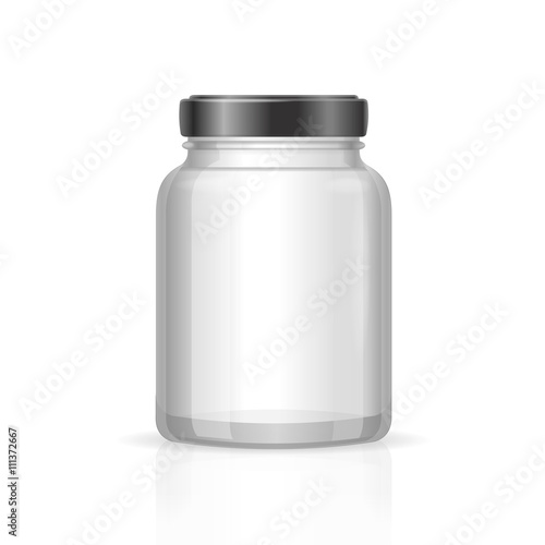Glass Jars Bottles Empty Transparent. Vector