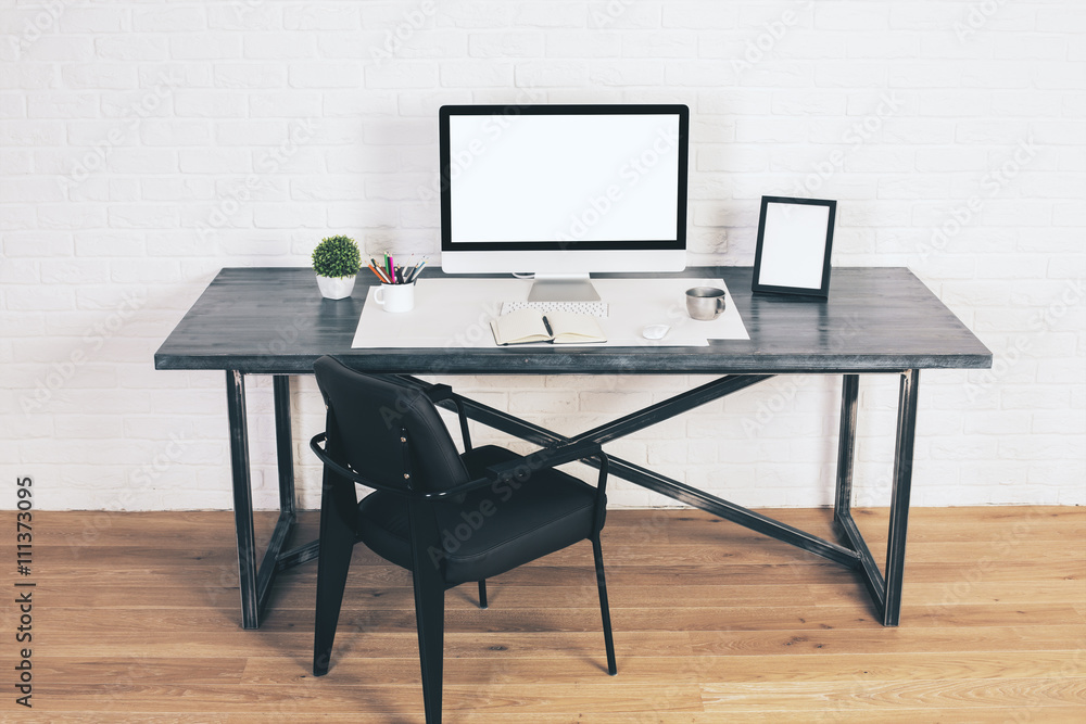 Designer table with black chair Designer table with black chair