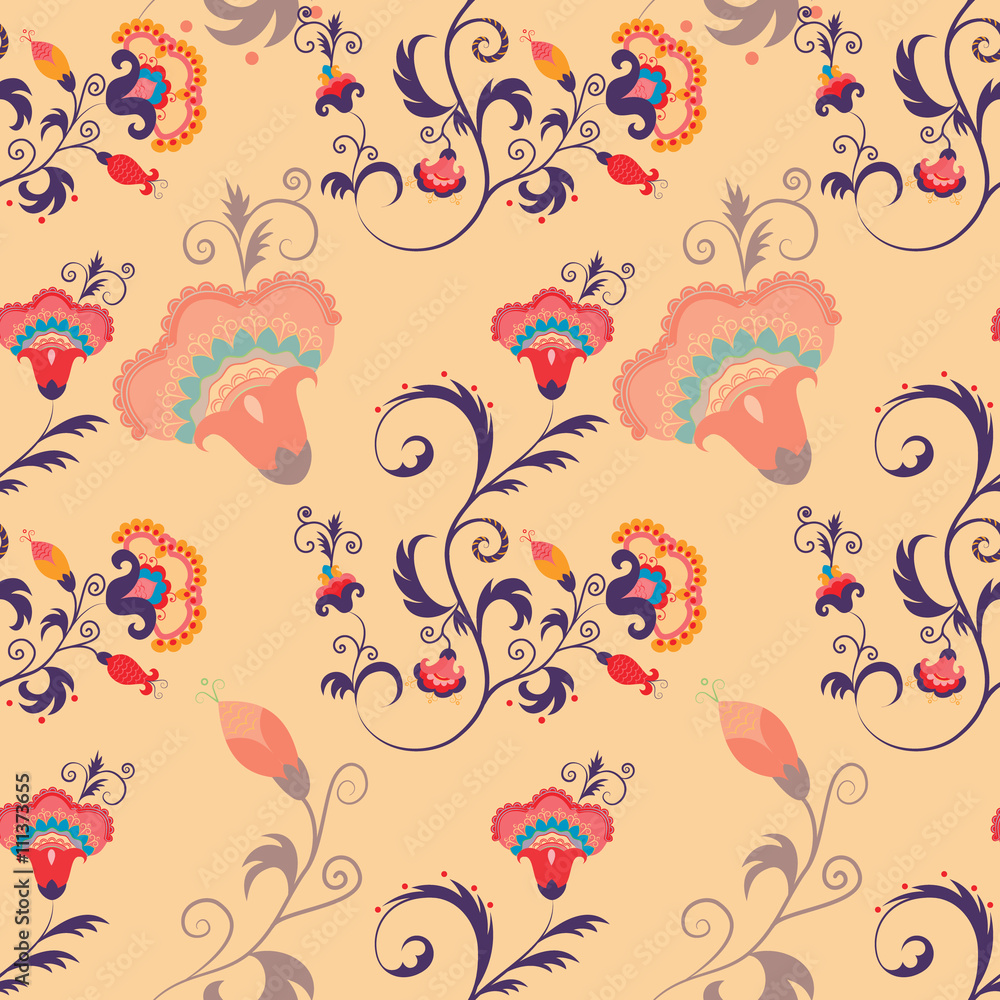 Obraz premium Asian seamless detailed vector pattern