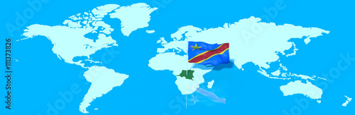 Pianeta Terra 3D con bandiera al vento Rep Democratica del Congo photo