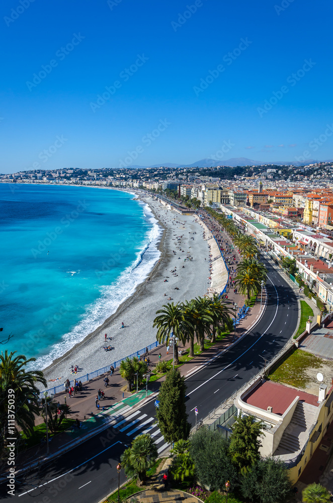 View on sunny bay of Angels and Alps in Nice