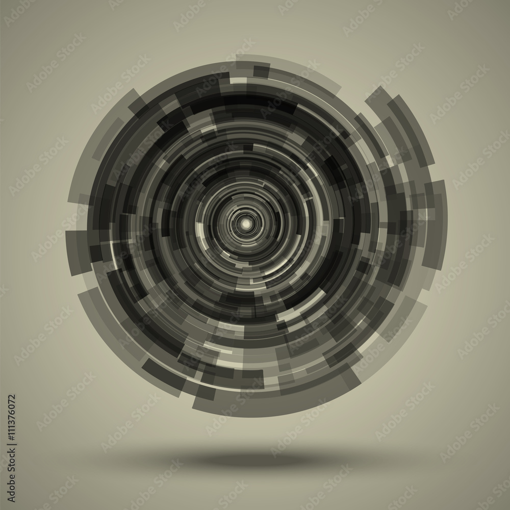 Abstract techno background like a camera lens. Circular concentric elements with different transparency. Abstract techno background like a camera lens. Circular concentric elements with different transparency.