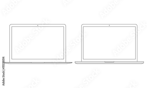 laptop outline icon on the white background. stock vector illustration eps10