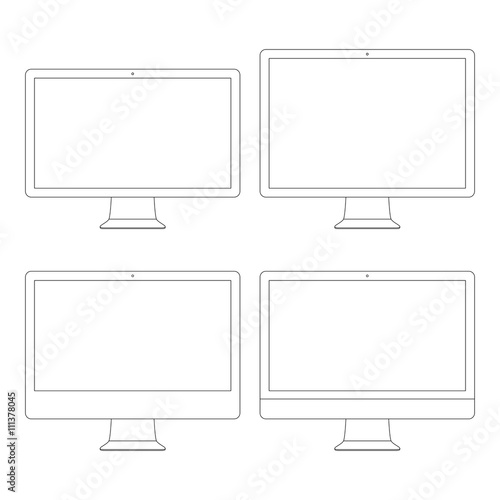 monitor outline icon on the white background. stock vector illustration eps10