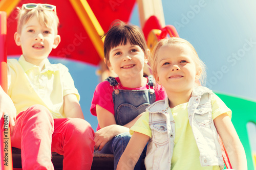 group of happy kids on children playground
