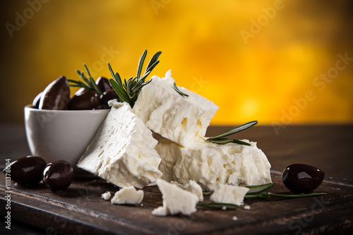Diced feta with olives