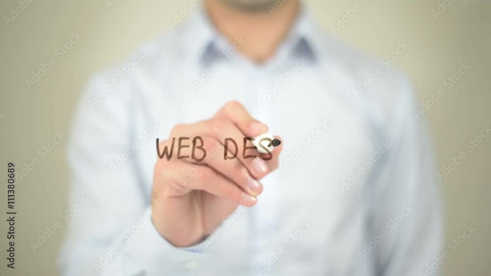 Website Design, Man writing on transparent screen Website Design, Man writing on transparent screen