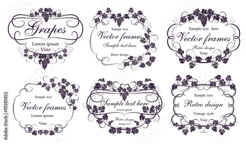 Background for text with vines and bunches of grapes.