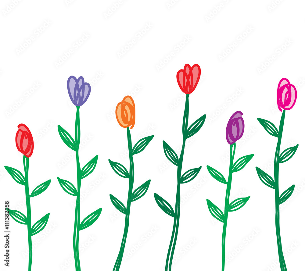 Hand drawn tulip flower. illustration  design elements.