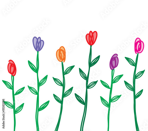 Hand drawn tulip flower. illustration  design elements.