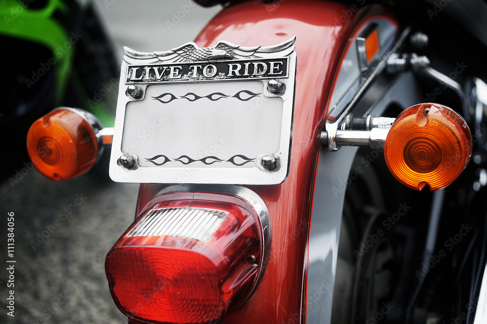 Obraz premium The license plate in the style of the bike