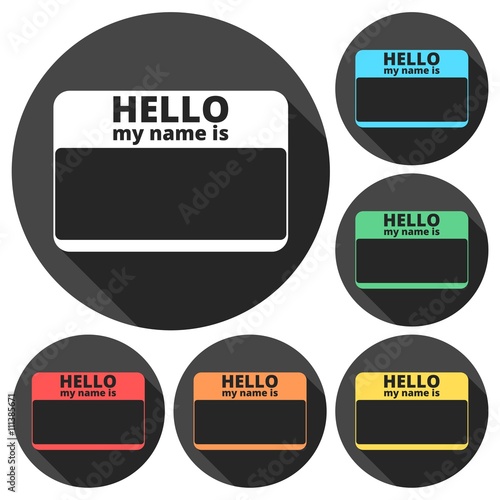 Free Download Hello my name card, with Copy Space icons set with long shadow - GFXLoad