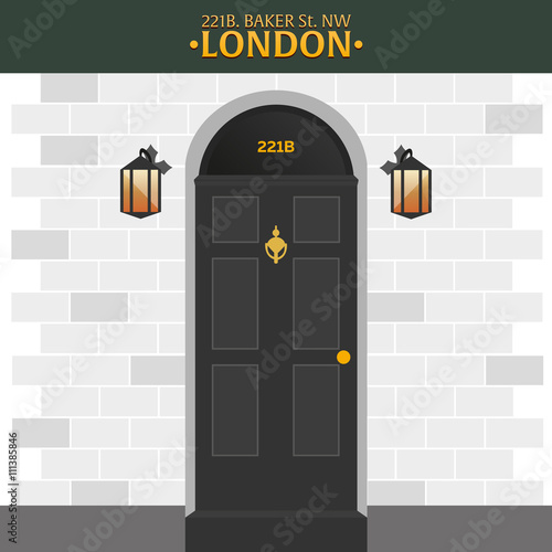 Sherlock Holmes. Detective illustration. Illustration with Sherlock Holmes. Baker street 221B. London. Big Ban