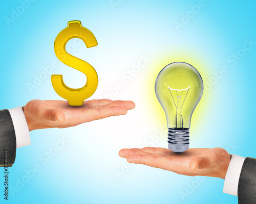 Light bulb in hands with dollar sign
