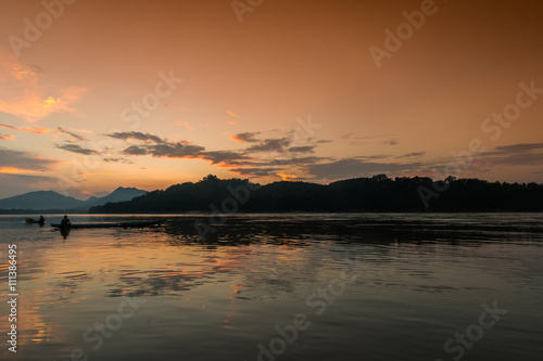 Sunset at Mekong river, Luang prabang Laos.
