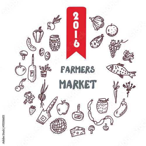 Framers marlket hand drawn background or banner