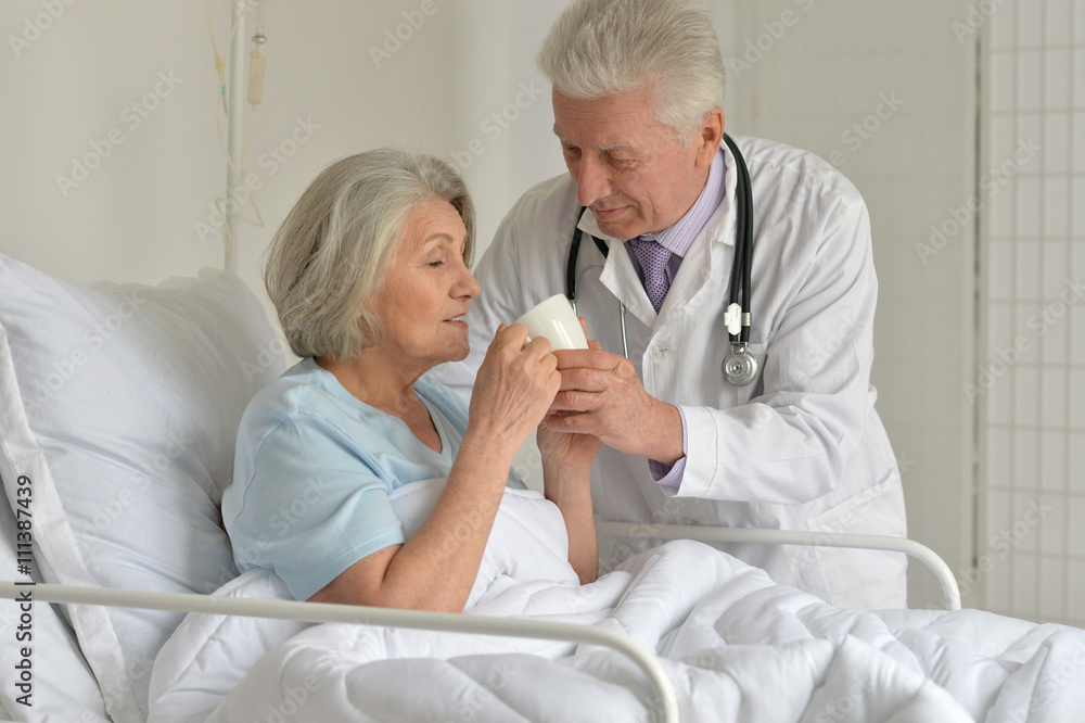 Fototapeta premium Senior woman in hospital