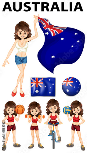 Australia flag and many sports