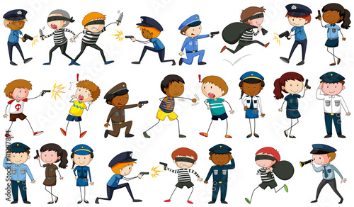 Policeman and criminal characters