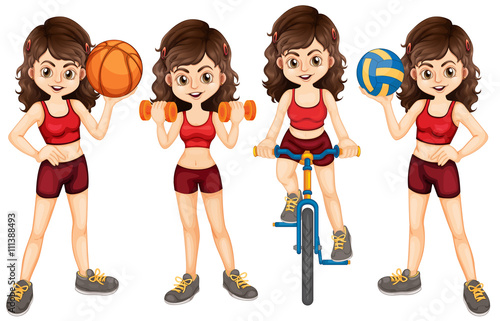 Woman athlete doing different sports