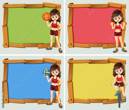 Frame design with woman athlete
