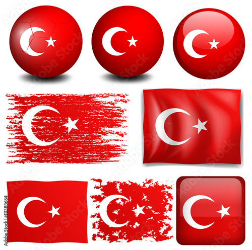 Turkey flag on different objects