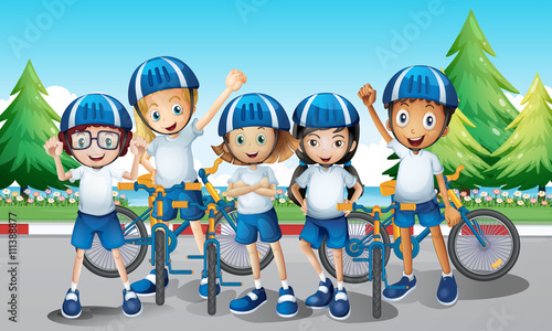 Cyclists and bike on the road