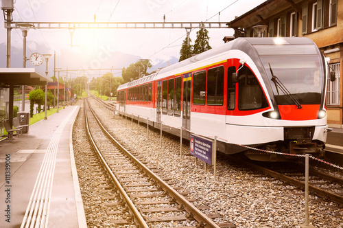 Train departs from the station.