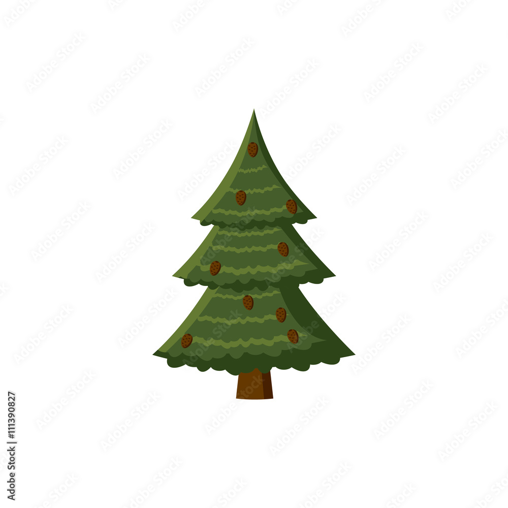 Spruce with cones icon, cartoon style