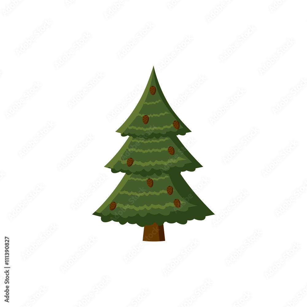 Spruce with cones icon, cartoon style Spruce with cones icon, cartoon style