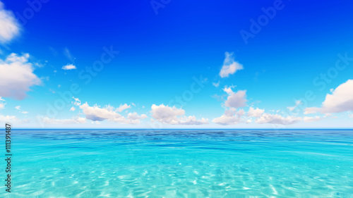 Tropical sea sky clouds blue