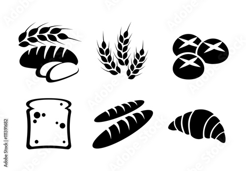 Bread icon set vector