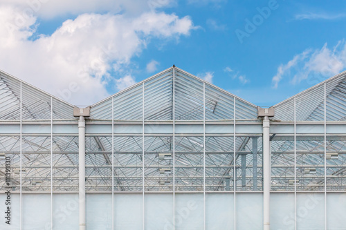 Front view of a greenhouse