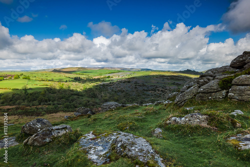 Rocky outcrop hills in Dartmoor, Devon, UK