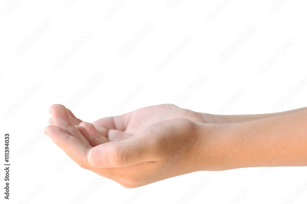Closeup of two hands holding empty isolated on white background. Closeup of two hands holding empty isolated on white background.