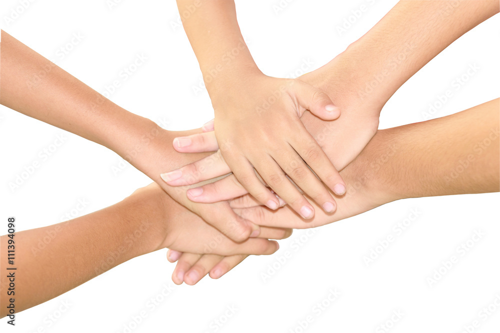 To join hands to show unity and team spirit. To join hands to show unity and team spirit.