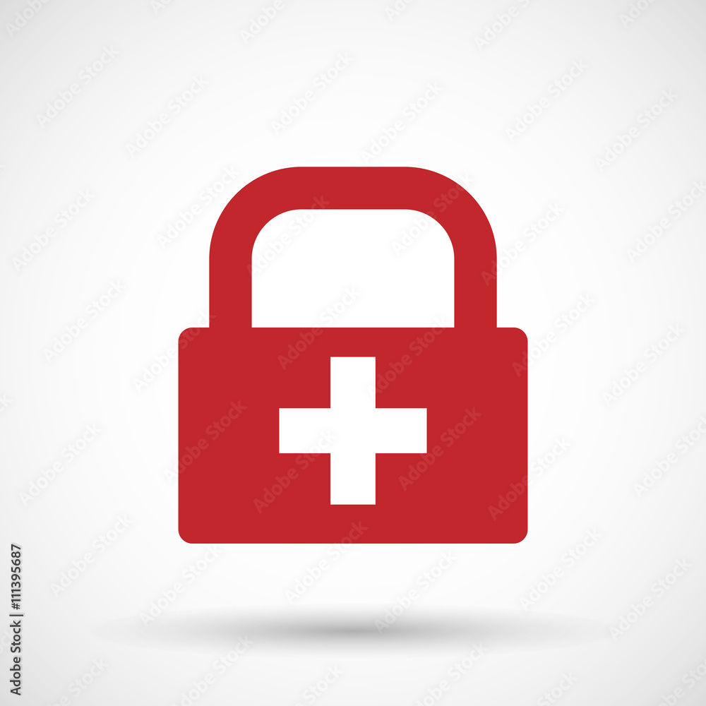 Isolated lock pad icon with the Swiss flag Isolated lock pad icon with the Swiss flag