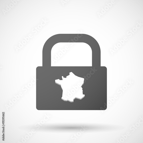 Isolated lock pad icon with  the map of France