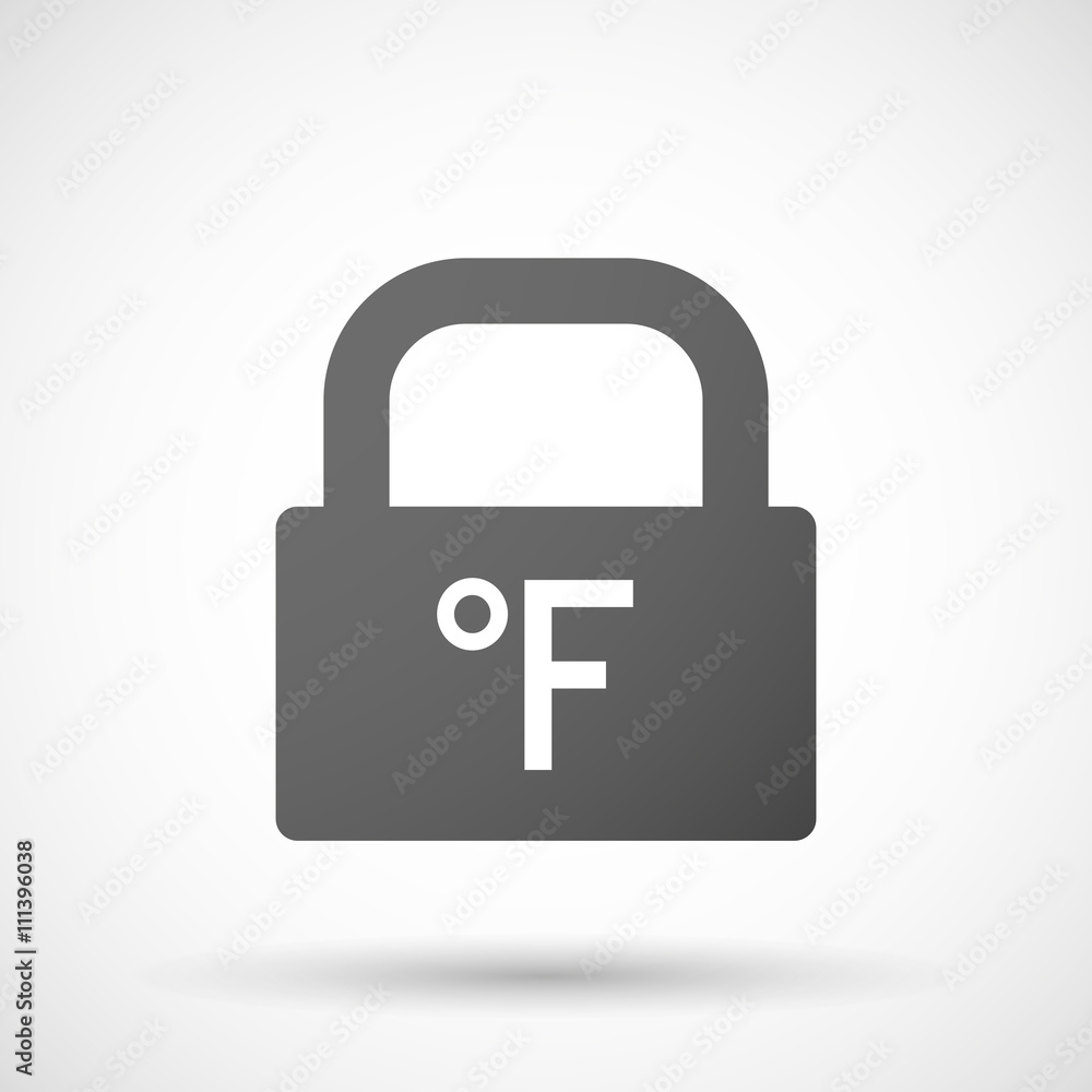 Isolated lock pad icon with a farenheith degrees sign Isolated lock pad icon with a farenheith degrees sign