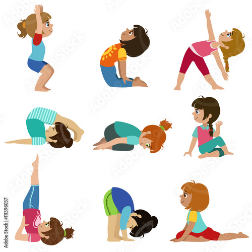Little Girls Doing Yoga Set