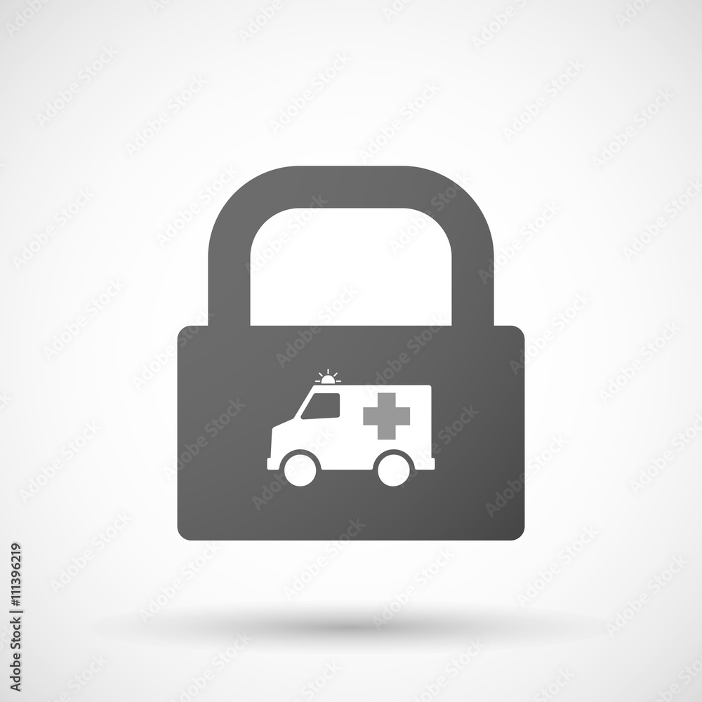 Isolated lock pad icon with an ambulance icon Isolated lock pad icon with an ambulance icon