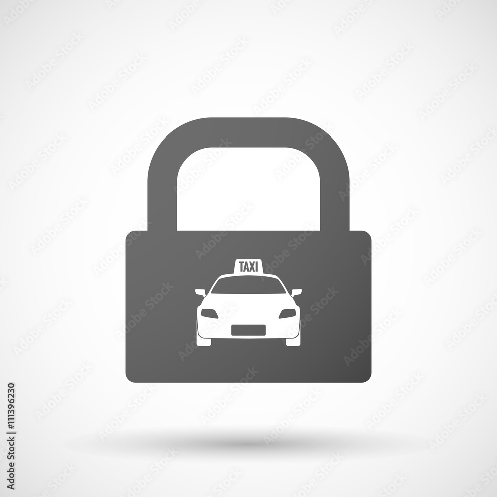 Isolated lock pad icon with a taxi icon Isolated lock pad icon with a taxi icon