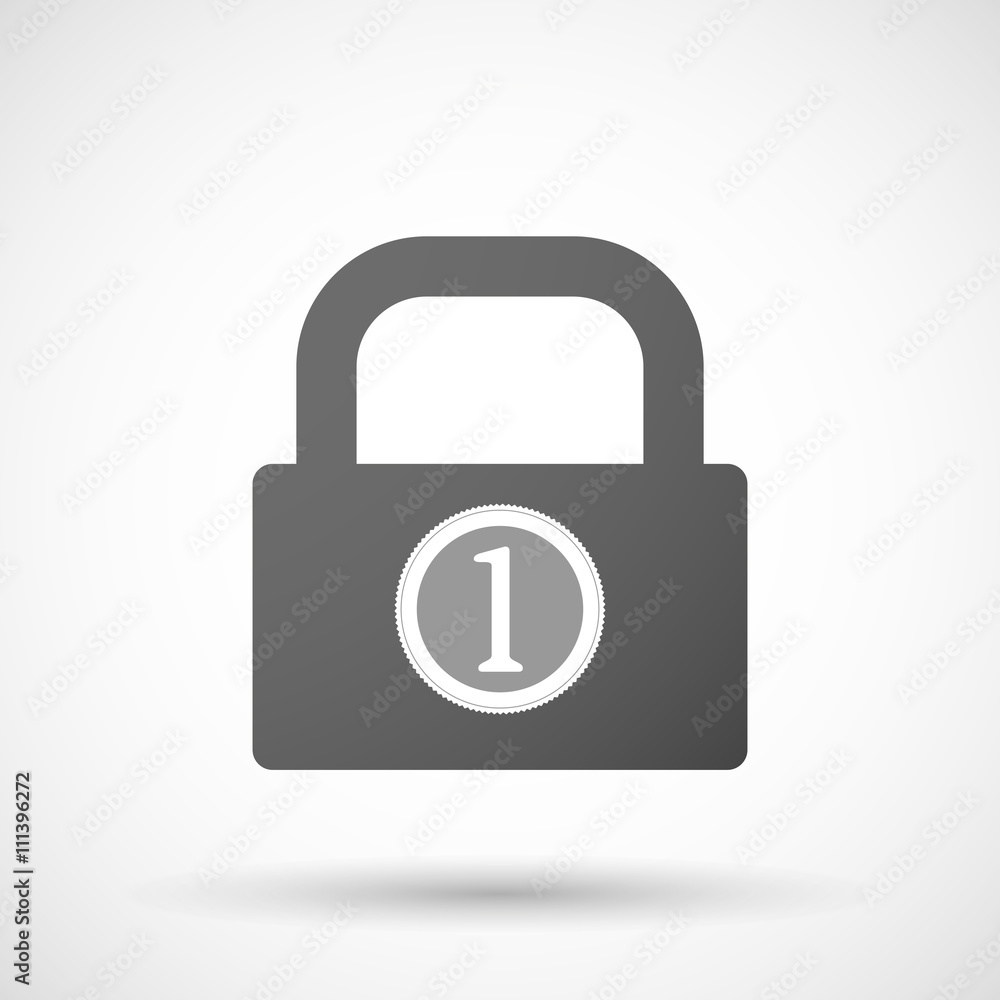 Isolated lock pad icon with a coin icon Isolated lock pad icon with a coin icon