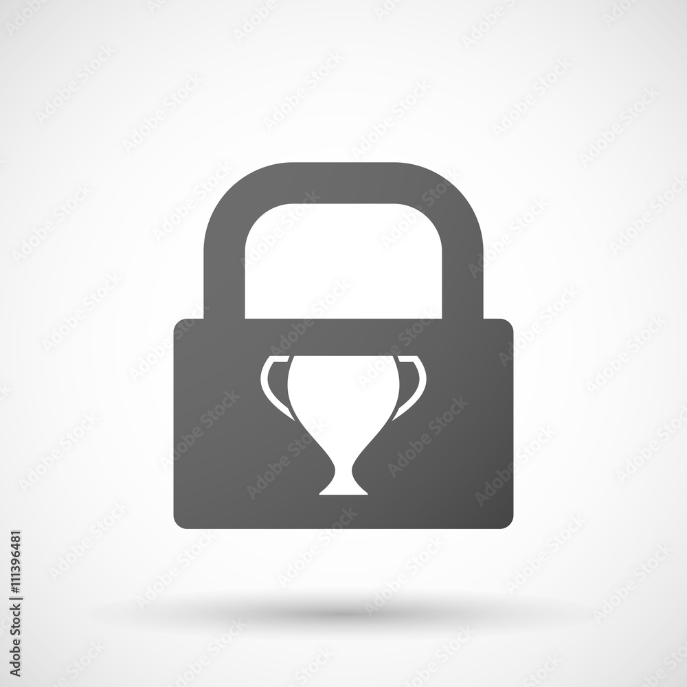 Isolated lock pad icon with an award cup Isolated lock pad icon with an award cup